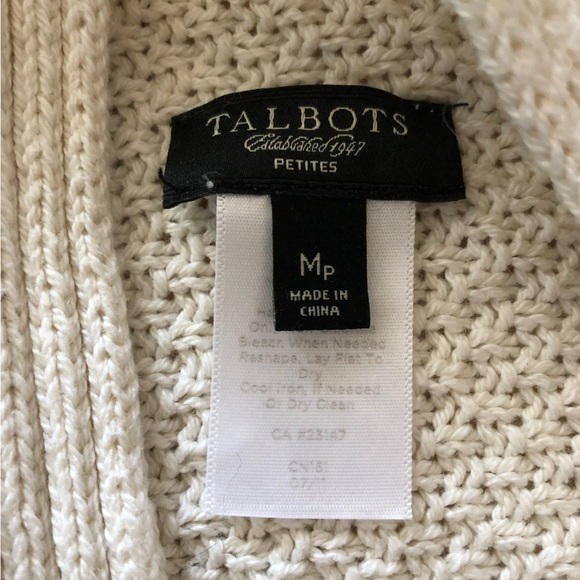 Talbots Waterfall Wool Cotton Blend Cardigan in Cream Size MP - Picture 6 of 12